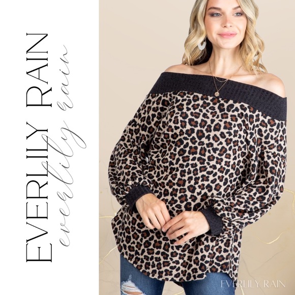 Soft Off Shoulder Leopard Print Sweater - Picture 12 of 16